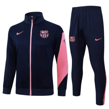 Conjunto Completo Ropa Deportiva Con Cremallera Larga Barcelona 2025 2026 Azul Marino Rosa