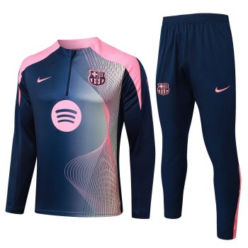 Conjunto Completo Sudadera Entrenamiento Barcelona 2025 2026 Azul Marino I Rosa
