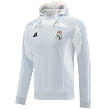 Chaqueta Con Capucha Real Madrid 2025 2026 Gris Blanco